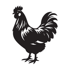 Chicken hen silhouette isolated on white background, Flat vector Farm Animal illustration