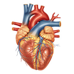 Naklejka premium human heart showing chambers and valves on white background
