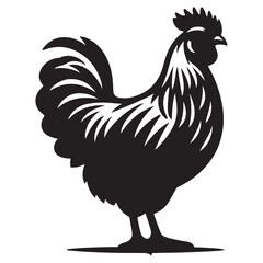 Chicken hen silhouette isolated on white background, Flat vector Farm Animal illustration