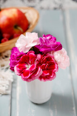 Cute bouquet of pink carnations.