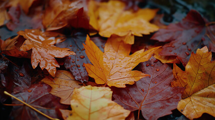 Maple Leaves After Rain