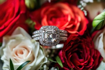 Wedding ring photography is an important part of a wedding photoshoot, capturing the elegance and significance of a couple's love and commitment. with generative ai