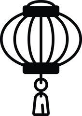 isolate black and white chinese lantern flat icon