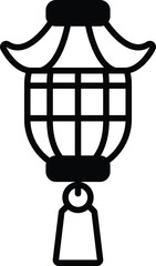 isolate black and white chinese lantern flat icon