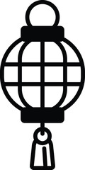 isolate black and white chinese lantern flat icon