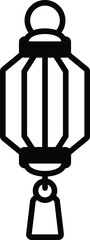 isolate black and white chinese lantern flat icon
