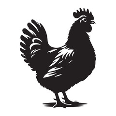 Chicken hen silhouette isolated on white background, Flat vector Farm Animal illustration