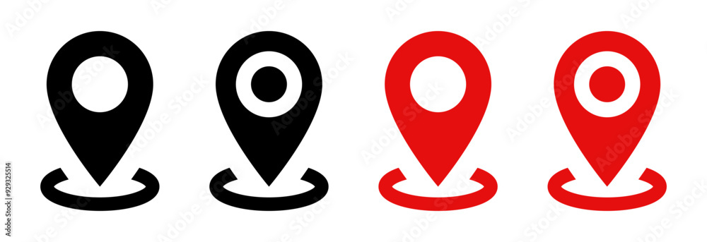 Aufkleber Location icon set, Map pin place marker. location pointer icon symbol in flat style. Red Location pin icon, Navigation sign
