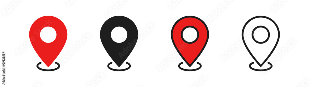 Aufkleber location map pointer icon, place pin marker sign - red gps map pointers in flat style, destination symbols. location pin line icon, Navigation sign