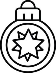 isolate black and white christmas tree ball flat icon