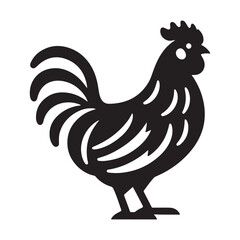 Chicken hen silhouette isolated on white background, Flat vector Farm Animal illustration