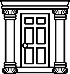 isolate black and white front door flat icon