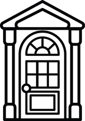 isolate black and white front door flat icon