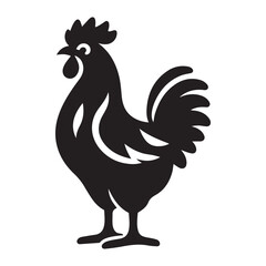 Chicken hen silhouette isolated on white background, Flat vector Farm Animal illustration