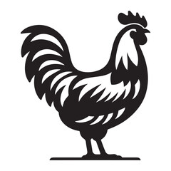 Chicken hen silhouette isolated on white background, Flat vector Farm Animal illustration