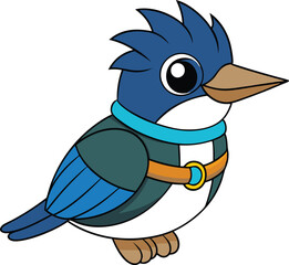 Belted Kingfisher on Vector Illustrator Design