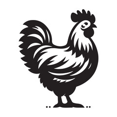 Chicken hen silhouette isolated on white background, Flat vector Farm Animal illustration
