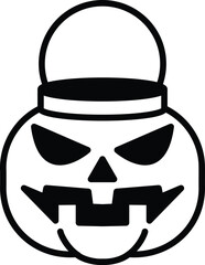 isolate black and white halloween pumpkin flat icon