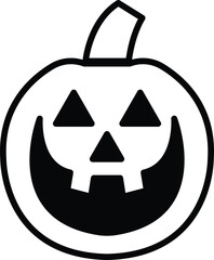 isolate black and white halloween pumpkin flat icon