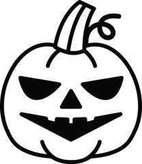 isolate black and white halloween pumpkin flat icon