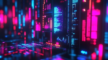 Fototapeta premium A digital interface with holographic screens and floating data streams