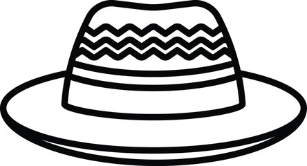 isolate black and white mexican hat sombrero flat icon