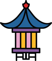 isolate chinese lantern flat icon