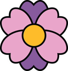 isolate chinese flower flat icon