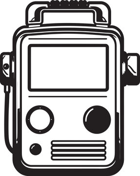 black and white retro radio device clip art preview