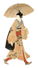 PNG Umbrella painting fashion kimono.