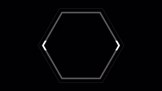 PNG Alpha hexagon HUD 2GFX Appear and disappear. For Logo Title. Technology infographic elements. Sci Fi 2D texture. User Interface data display.