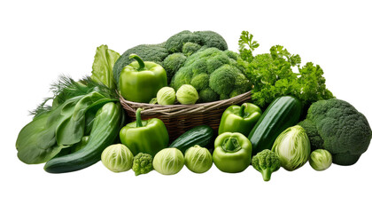 Fresh Green Vegetables Isolated on transparent Background