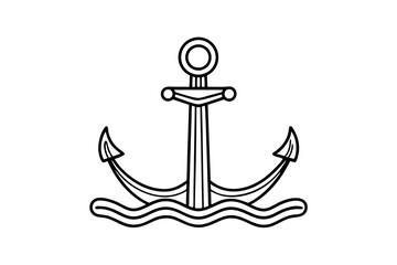 Continuous single anchor in sea line art vector