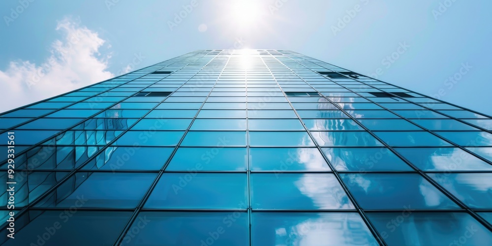 Aufkleber A high-rise building with numerous windows, suitable for use in cityscape or architecture images