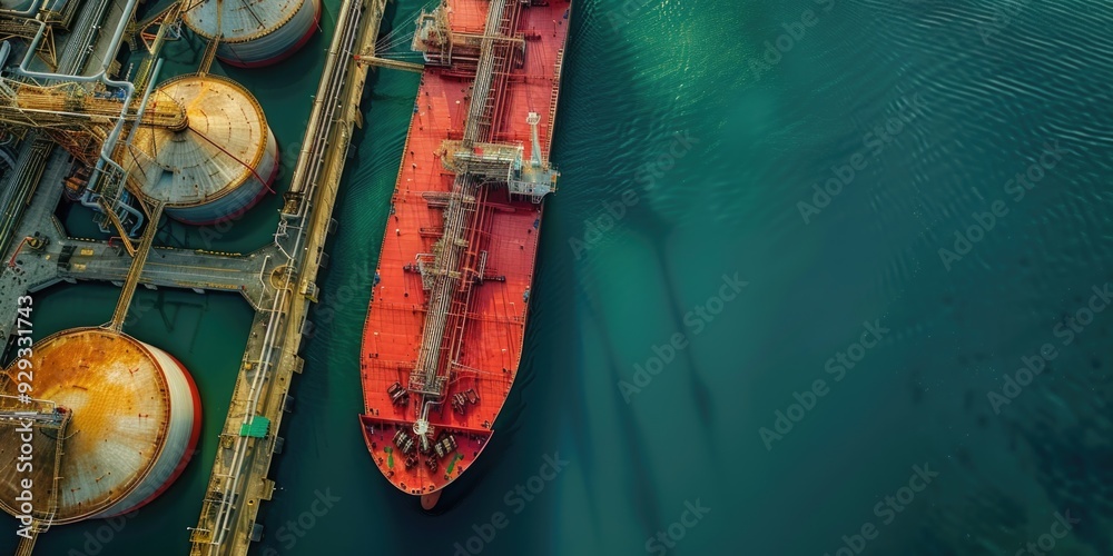 Poster aerial view of a large ship sailing on calm waters
