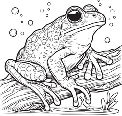 A frog line art coloring page illustration