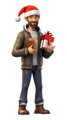 PNG Holding cartoon winter gift.