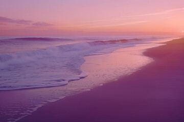 Obraz premium Serene Sunset Beach with Enhanced Colors and Dream-like Atmosphere