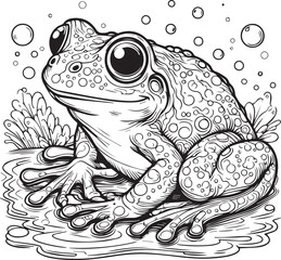 A frog line art coloring page illustration