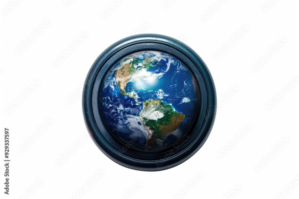 Poster a picture of the earth from space, displayed in a circular frame