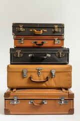 A pile of suitcases and bags stacked on top of each other, ready to be transported or stored