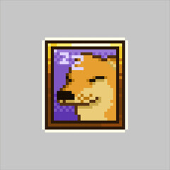 Fototapeta premium Cheems dog sleeping photo, pixel art meme