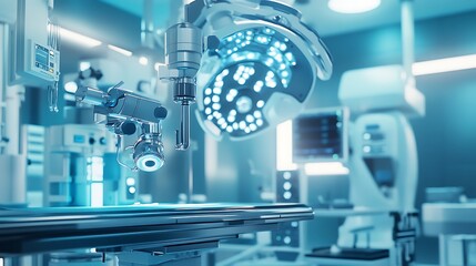 Closeup of surgical equipment in operating room.