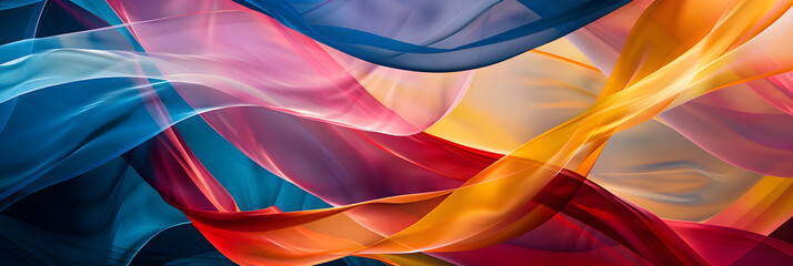 Elegant Ribbon Element Flowing Across Frame with Dynamic Curves and Vibrant Colors