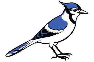 Blue Jay silhouette vector art illustration.