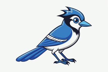 Blue Jay silhouette vector art illustration.