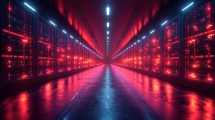 Neon Lights in a Server Room