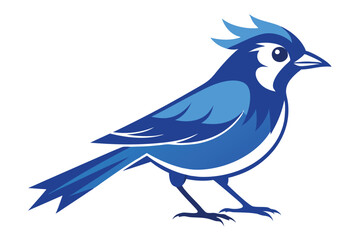 Blue Jay silhouette vector art illustration.