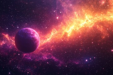 Obraz premium Space cosmic illustration with planets scene created with Generative AI