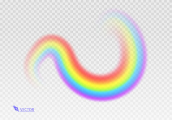 Rainbow icon. Shape arch realistic isolated on white transparent background. Colorful light and bright design element. Symbol of rain